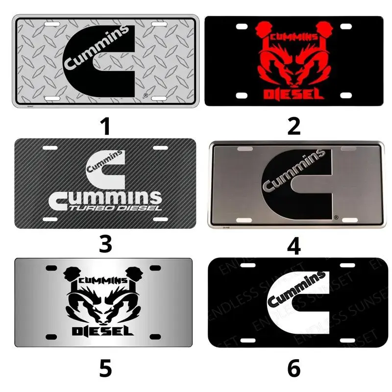 Cummins Diesel Auto Tag Car License Plate Accessory, Engine Sign Decal Emblem Diesel Gear Truck Tag Vehicle Decor