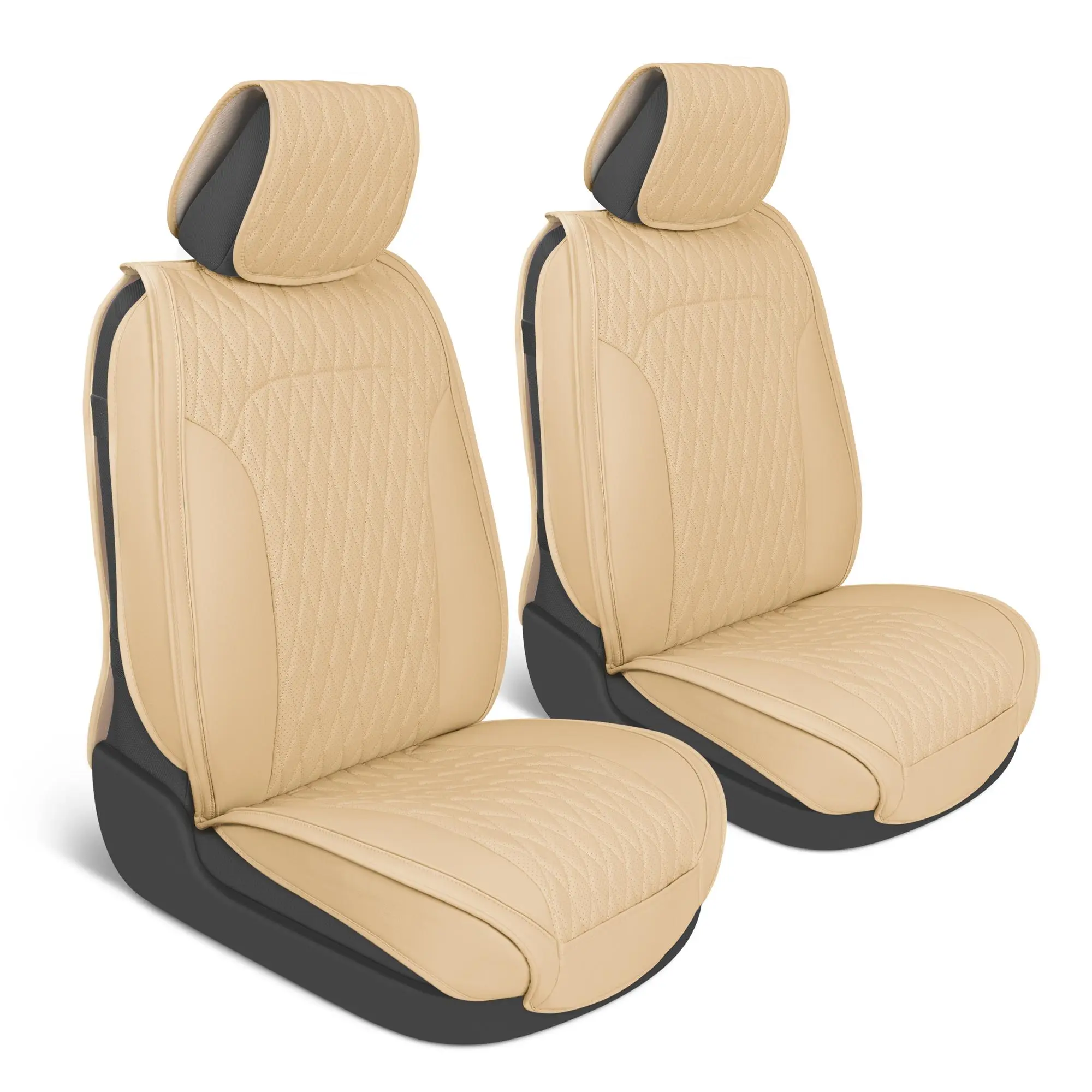 MotorBox Diamond Edition Quilted Leather Seat Covers for Cars & SUVs - Waterproof, Airbag-Safe, Universal Fit Front Seat Covers