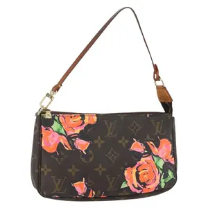 Pre-owned Louis Vuitton Coated Canvas Shoulder Bags Monogram Rose Pochette Accessoires Pouch L26032134