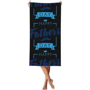 Happy Father's Day Print Microfiber Bath Towel Luxury Bath Sheet, Highly Absorbent Soft Beach Towels for Bath Fitness, Bathroom, Shower, Yoga