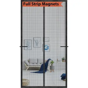 Glass Fiber Magnetic Screen Door, Full Strip Magnet Seamless Closure, Heavy Duty Mesh, Retractable Door Screen Magnetic Closure Suitable for Single Front Sliding Doors, Suitable for 37x82inch Doors