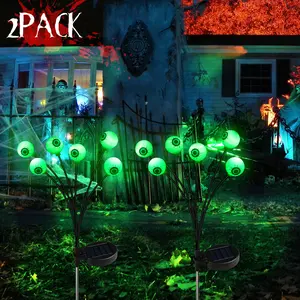 2-Pack Solar Ghost Eye String Lights - Spooky Halloween Outdoor Decor, Eye-Shaped Ground Lights for Garden, Yard, Party Eco-Friendly Lighting