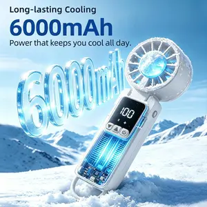 【DealsForYou】Portable Handheld Turbo Mini Fan, 199 Adjustable Speed 6000mAh Rechargeable USB Type-C Cooling Fan, Digital Display Battery Indicator Personal Pocket Fan for Travel Beach Outdoor, Gift for Men Women