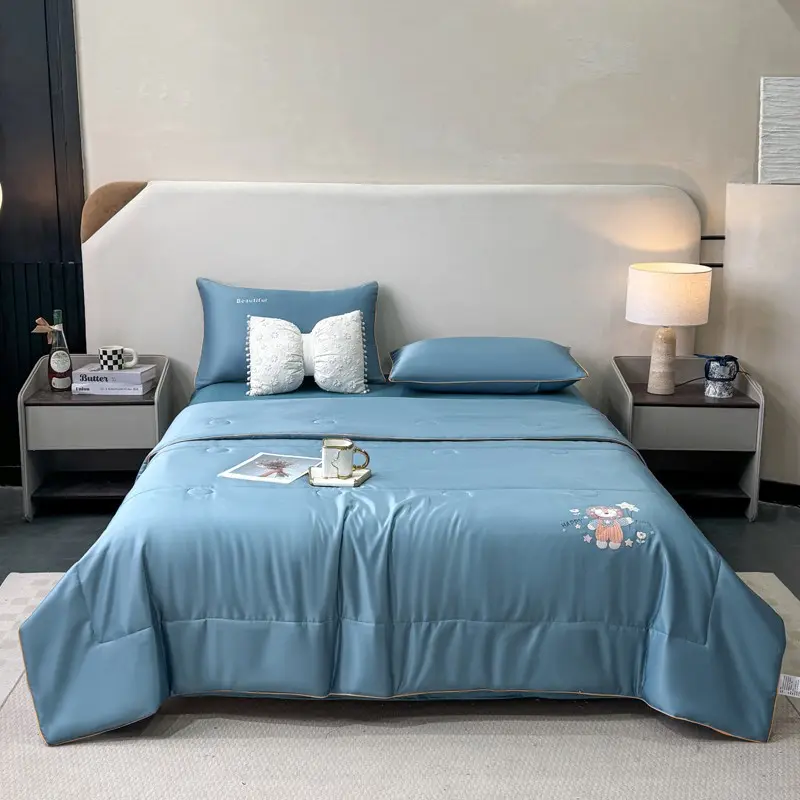 1 PC Summer Cool Lightweight Quilt, Solid Color Stitched Air-Conditioning Blanket, Heat Absorbing, Single/double Use, Cooling Quilt, Cooling Bedding