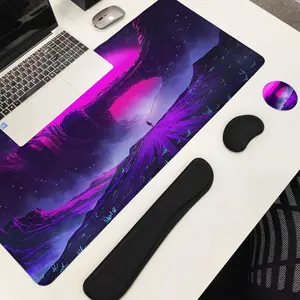 Mysterious and Magical Scene Mouse Pad Set, Mouse Pad & Keyboard Wrist Rest & Ergonomic Mouse Pad & Cup-Coaster Set for Desktop Decoration