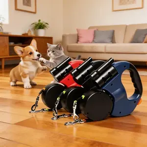 Dual Head Connection Pet Leash Designed for Walking Two Dogs Simultaneously Pressure Relief Anti Pull Structure High Strength Nylon Weaving Comfortable Grip Ideal for Daily Use in Multi Pet Households