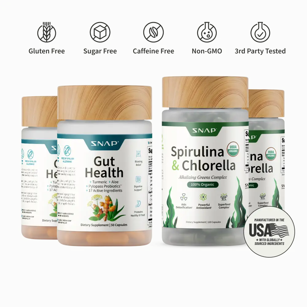 2x Ultimate Gut Glow Bundle - Snap Supplements - 2x Gut Health + 2x Spirulina &...