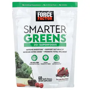 Force Factor Smarter Greens®, Summer Berry, 60 Soft Chews
