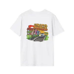Targeted Individual Graphic T-Shirt — Street Scene Cartoon Design