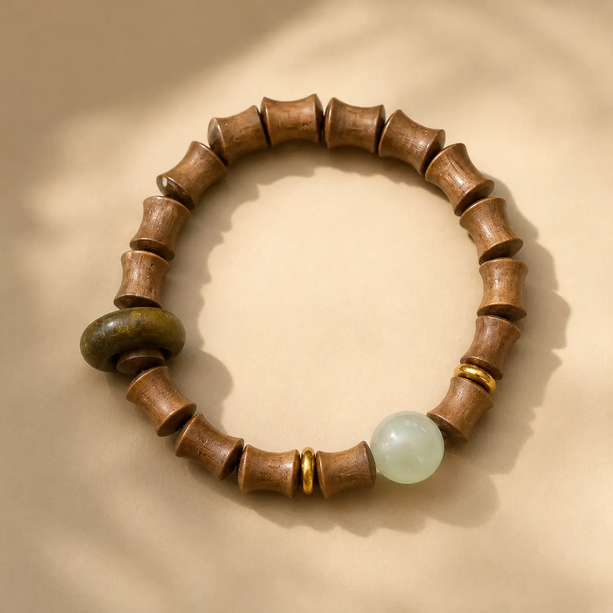 Wudang-Inspired Natural Bamboo Beads Bangle - Unisex Blessed Spiritual Jewelry, Inspirational Daily Wear Accessory for Health, Good Luck, Inner Balance Gift, Blessed Bracelet, Positive Intention, Harmony, Open Bangle