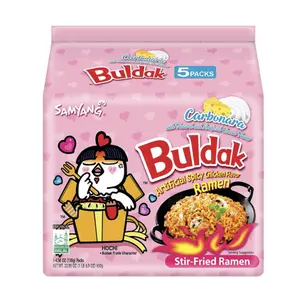 [5 Packs] Buldak Carbonara Noodles, Spicy Carbonara Noodles Samyang Korean Spicy chicken noodle challenge, 5 pack- 4.58oz