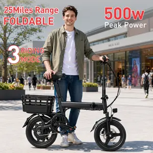 500W Folding Electric Bicycle with Removable Battery, Top Speed of 18+MPH, Range of 25 Miles, 3 Riding Modes, Ideal for Commuting.