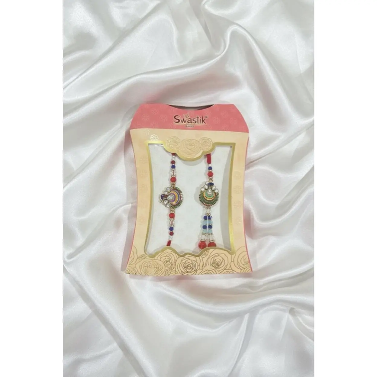 Swastik Rakhi Brother Bhabhi Rakhi in Multicolor Traditional Indian Gift for Raksha Bandhan