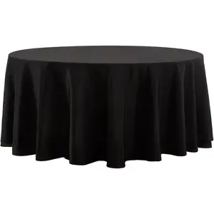 Round Tablecloth 120 Inch 1 Pack Black Tablecloths Washable Decorative Linen Polyester Table Clothes Cover for Dining Table Banquets Buffet Parties and Wedding