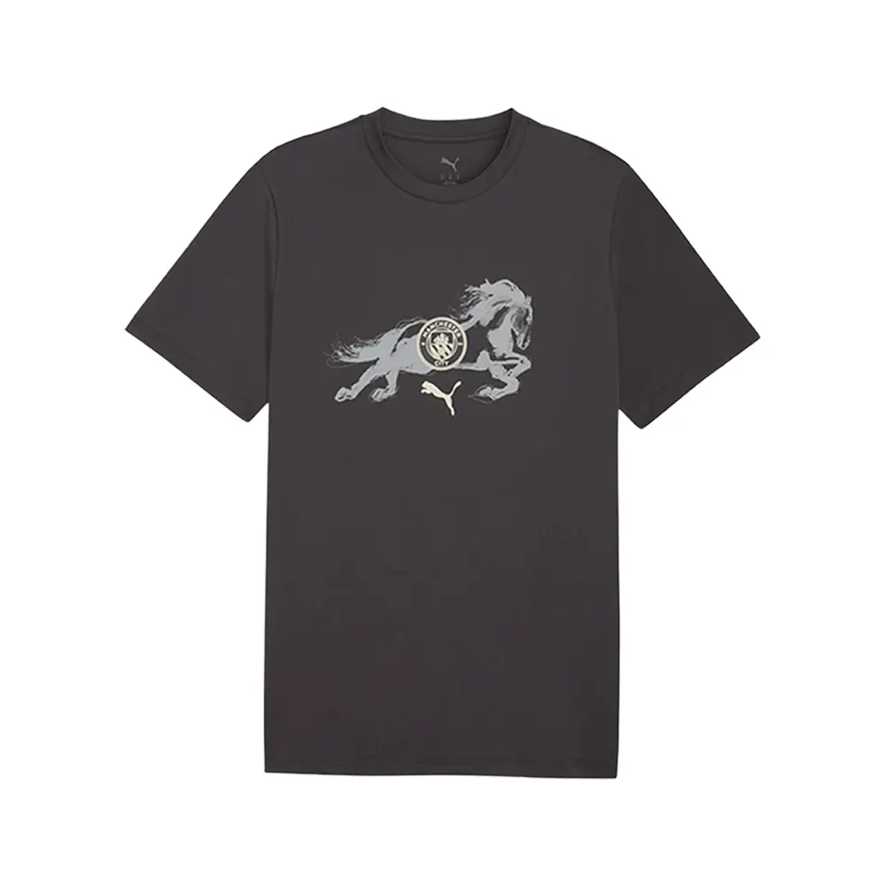 PUMA Mens Manchester City X Year Of The Horse Graphic Crew Neck Short Sleeve Casual Tops Casual - Grey