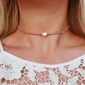 Metallic Rose Gold Sea Shell Choker Necklace
