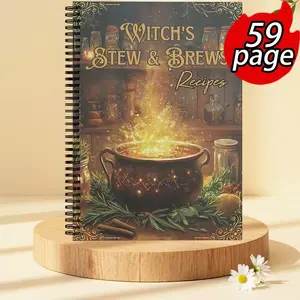 Wizard Stew and Brewing Recipe Notebook, Vintage Witch Alchemy Art Journal, Ideal for Potion and Herbal Recipes, Creative Cooking Log Book
