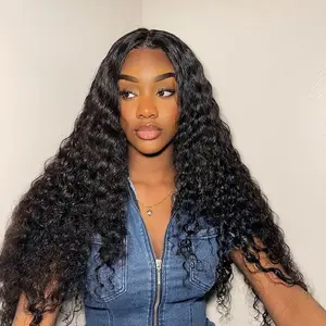 [NEW IN] West Kiss 200% Density Glueless Human Hair Wigs Deep Wave 7x4 Lace Closure Wig Pre Bleached Pre Plucked Hairline Pre Cut Lace