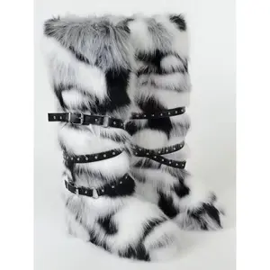 New Hot Girl Snow Boots, Faux Fur Design, Y2K Punk Style, Rivets & Straps, High-Top Women's Short Boots, Atlanta Girls' Shoes