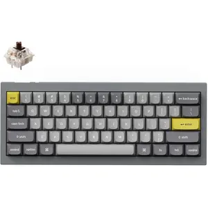 Q4 Wired Custom Mechanical Keyboard, 60% Layout QMK/VIA Programmable Macro with Hot-swappable Gateron G Pro Brown  Double Gasket Compatible with  Windows Linux (Gray)