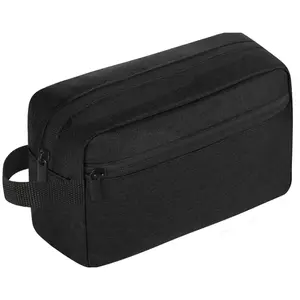 Travel Toiletry Bag Large Capacity Lightweight 300D Oxford Fabric Waterproof PU Lined with Hanging Hook for Women Men Black
