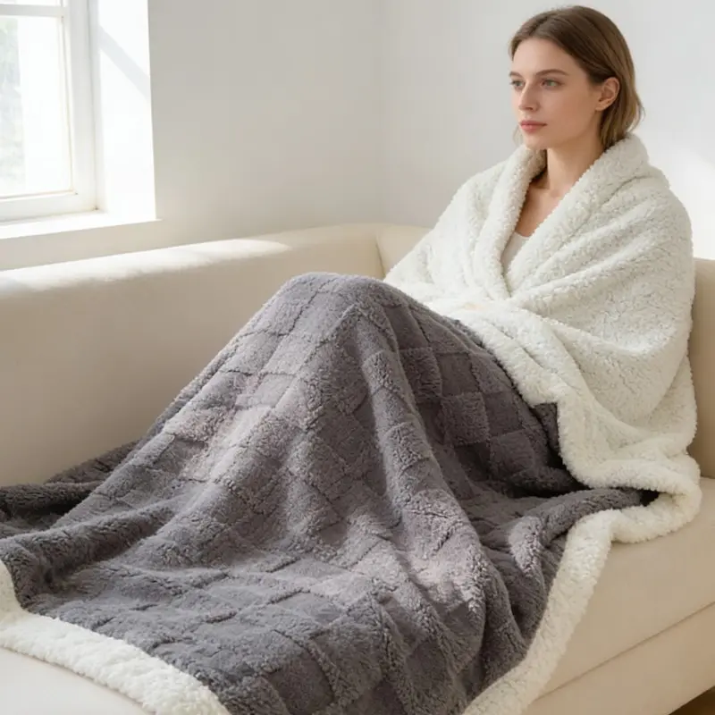 Comfortable Flannel Blanket, Soft Skin-Friendly, All-Season Use, Fashion Chessboard Pattern, Decorative for Living Room & Bedroom, Checkerboard Pattern Blanket