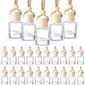 50Pcs Hanging Car Diffuser Bottle Set - 8ml Empty Glass Perfume Vials with Inner Plug - Aromatherapy Essential Oil Diffuser for Wardrobe & Office - Refillable Ornament Kit