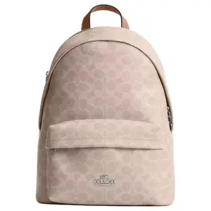 Coach Taylor 27 Backpack – Unisex Classic Logo Design in Sable Faux Leather and Woven Fabric