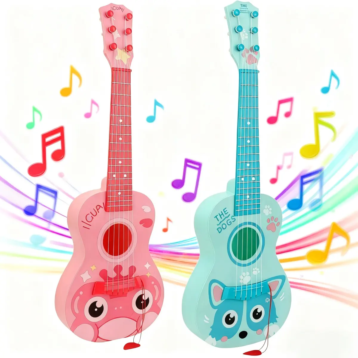 21-in Kids' Acoustic Guitar Toy, High-Quality Unisex Beginner Musical Instrument with Paddle, Ideal Christmas/Birthday Gifts for 3-9 Year Old Toddlers