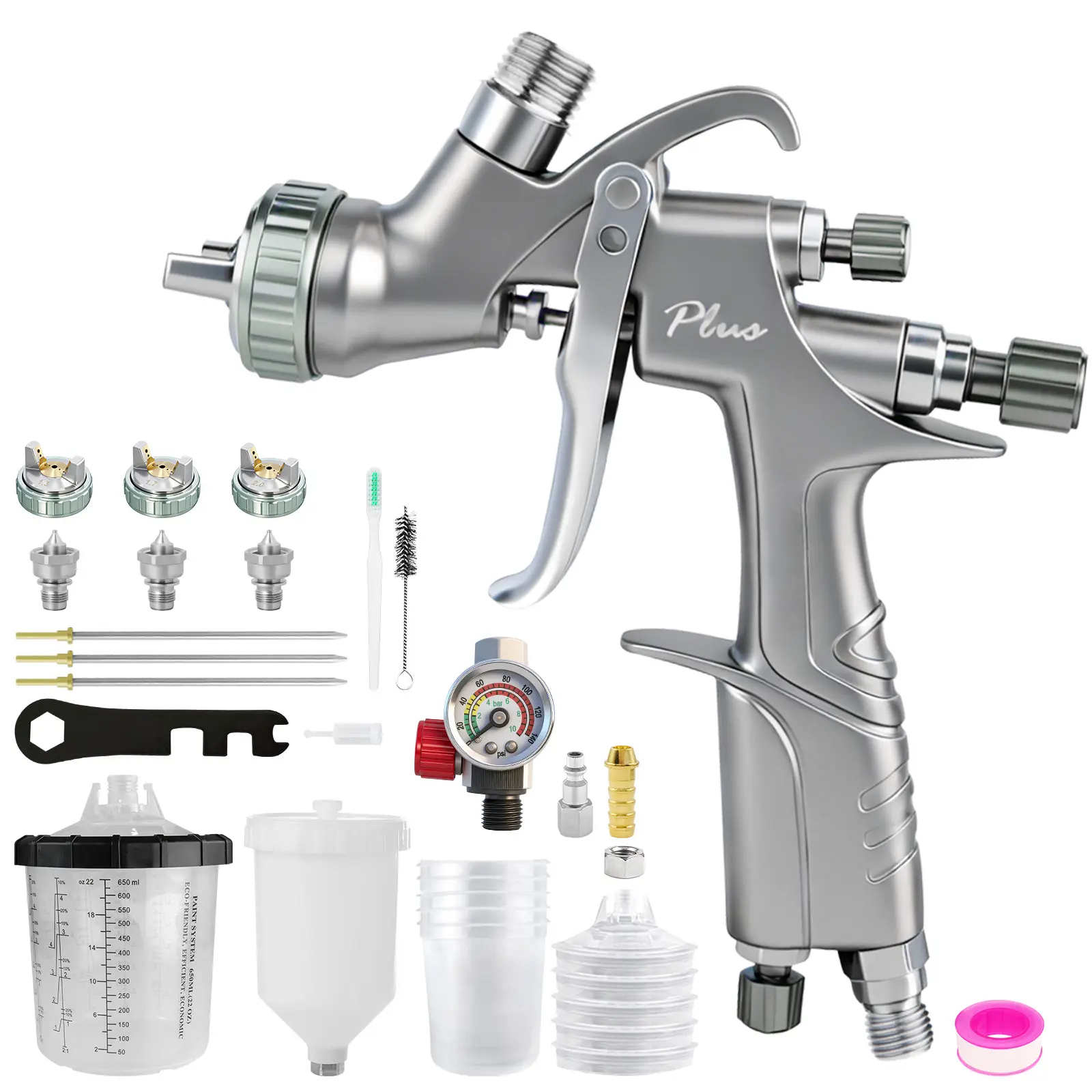 D1 Professional LVLP Pneumatic Spray Gun Kit - 1.3/1.7/2.0mm Nozzles, Washable Paint Can, Plastic Can, Ideal for Car Repair, Furniture Painting {End-of-season Clearance Price}{Out-of-stock, No More Replenishment}