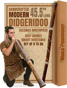Modern Didgeridoo Instrument  Hand-fired with Beeswax Mouthpiece, Durable and Lightweight, Ideal for Beginners  Key of D