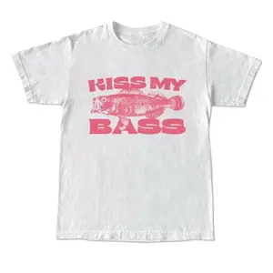 Kiss My Bass Vintage Style Fishing T-Shirt, Fisher Graphic Shirt Pink Design Limited Edition Menswear Birthday Christmas Day Menswear Birthday Unisex