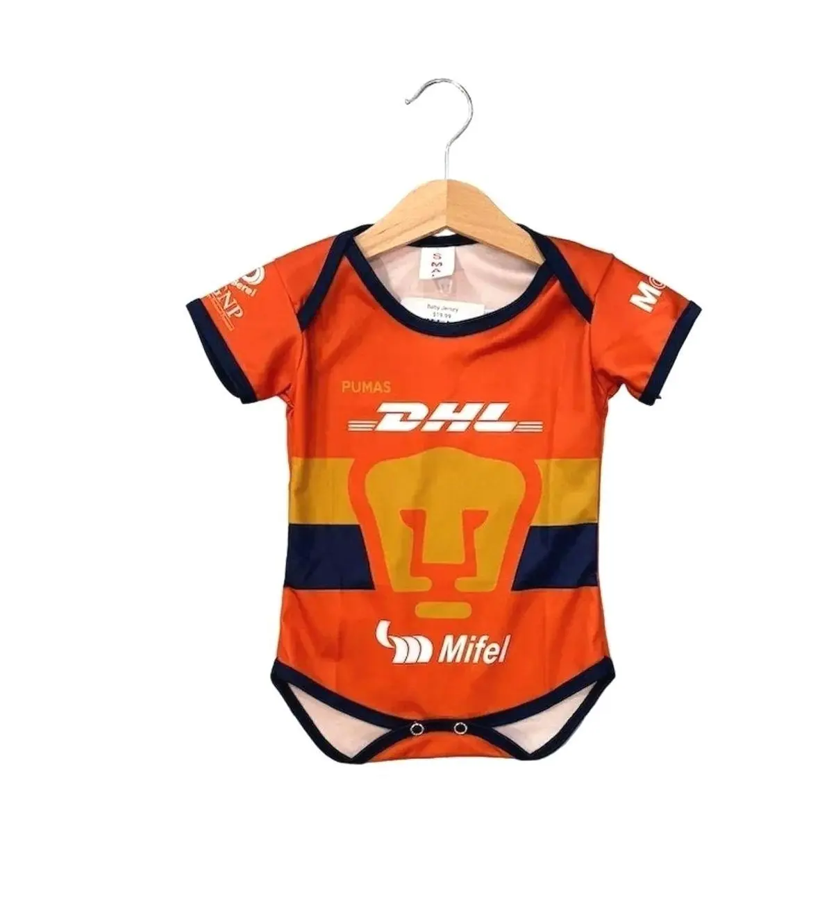 Orange Baby Soccer Onesie, Infant Football Bodysuit Jersey, Cute Sports Outfit for Newborns and Toddlers 6SH 1WG 156