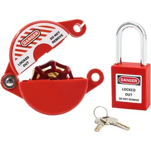 1Set Gate Valve Lockout with Safety Padlock, Fits 1 to 2-1/2 in Dia Valve Handles, Secure Lock Device for Outdoor Faucet, Water Spigot, Propane Tank and Outside Garden Valve