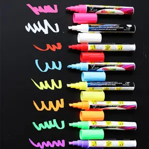 8 Pack Chalk Marker Pen Dry Erase Markers 6mm Reversible  & Chisel Tip Fluorescent Markers Highlighters for LED Menu Board Bistro Board AD Drawing POP Art Glass Window Blackboard WhiteBoard