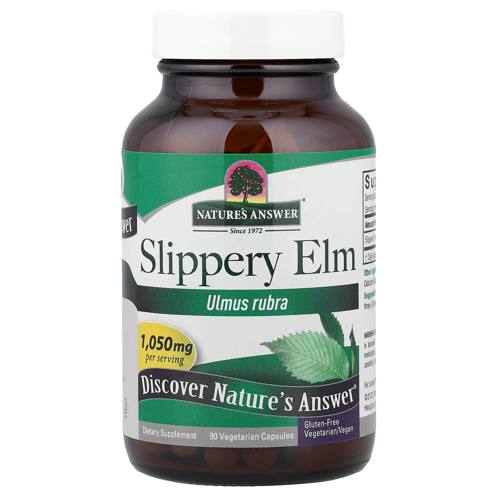 Nature's Answer Slippery Elm, 90 Vegetarian Capsules (350 mg per Capsule) Nature's Answer Slippery Elm, 90 Vegetarian Capsules (350 mg per Capsule)