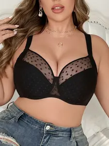 Women's Plus Size Push-Up Bra, Full Coverage Unlined Underwire Lift Anti‑sagging Breathable Bra, Cover Side Breasts Support, Wide Straps,Daily Wear