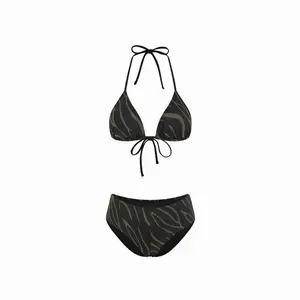 Cider High Stretch Abstract Graphic Halter Neckline Triangle Bikini Set