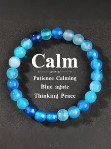 Healing Stone Bracelet Lake Agate Crystal, Calm Patience Peace Energy, Wish Fulfillment Lucky Charm Gift for Women Men