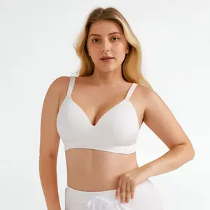 Popilush Seamless Wireless Adjustable Wide-Strap T-Shirt Bra with Secure Support Silky Fabric for All-Day Comfort Yarn Fabric Womenswear Minimalist Everyday Spandex Smooth Nylon Style Slip Fit Underwire Unlined Black