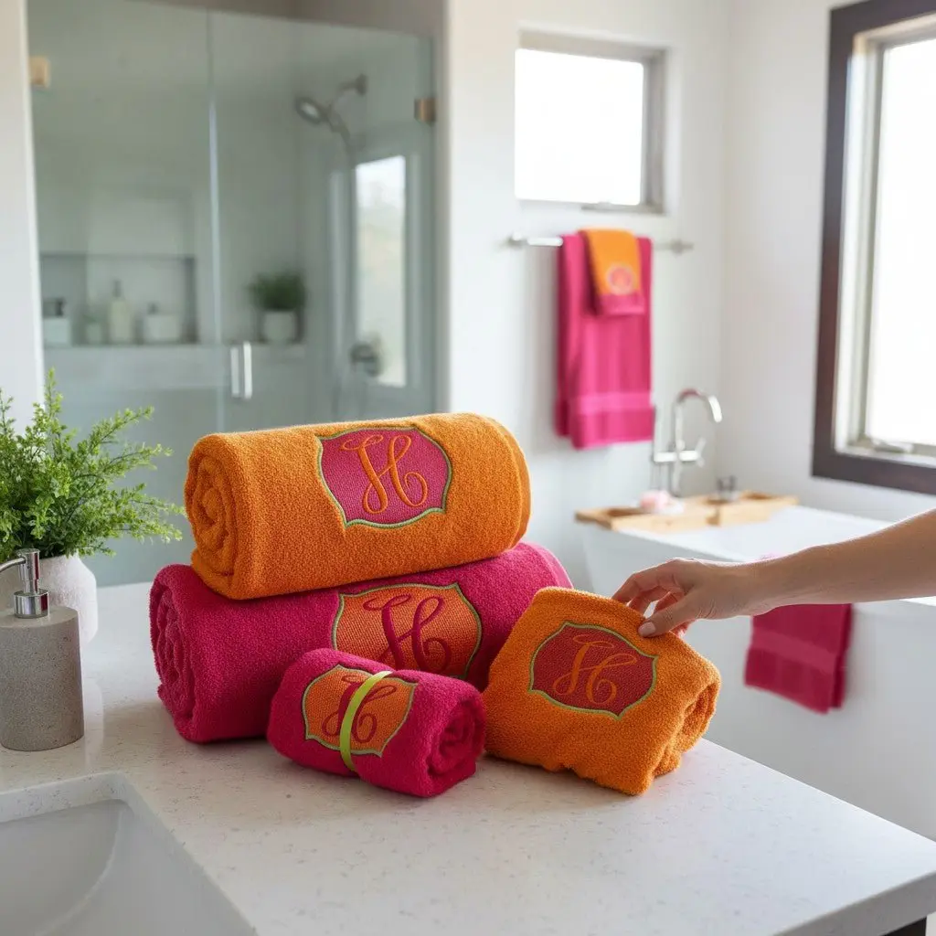 Personalized Luxury Embroidered Towel Set Custom Monogrammed Hand and Bath Towels for Home