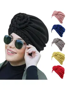 Women's Plain Color Headscarf Hat, Fashionable Side Braid Base Scarf Cap, Casual Ladies' Accessories, Stylish Daily Wear, Scarf Head Wrap, Turban