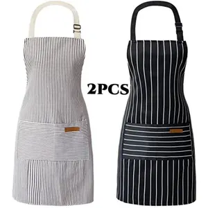 Kitchen Cooking Home Aprons for Women and Men Adjustable Chef Apron with Pockets 2 PCs Multicolor
