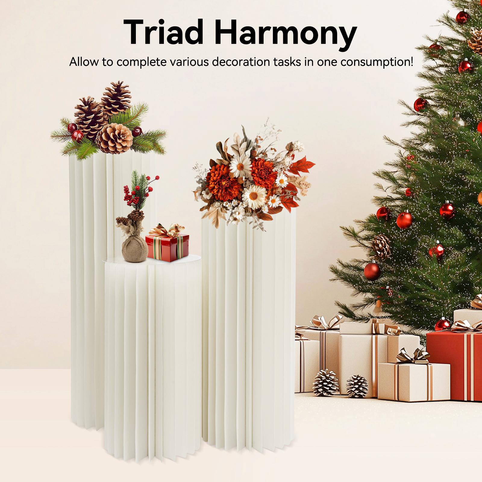 4 Pack Milky White Cardboard Flower Stand 4 Heights 66lbs for Party Decor