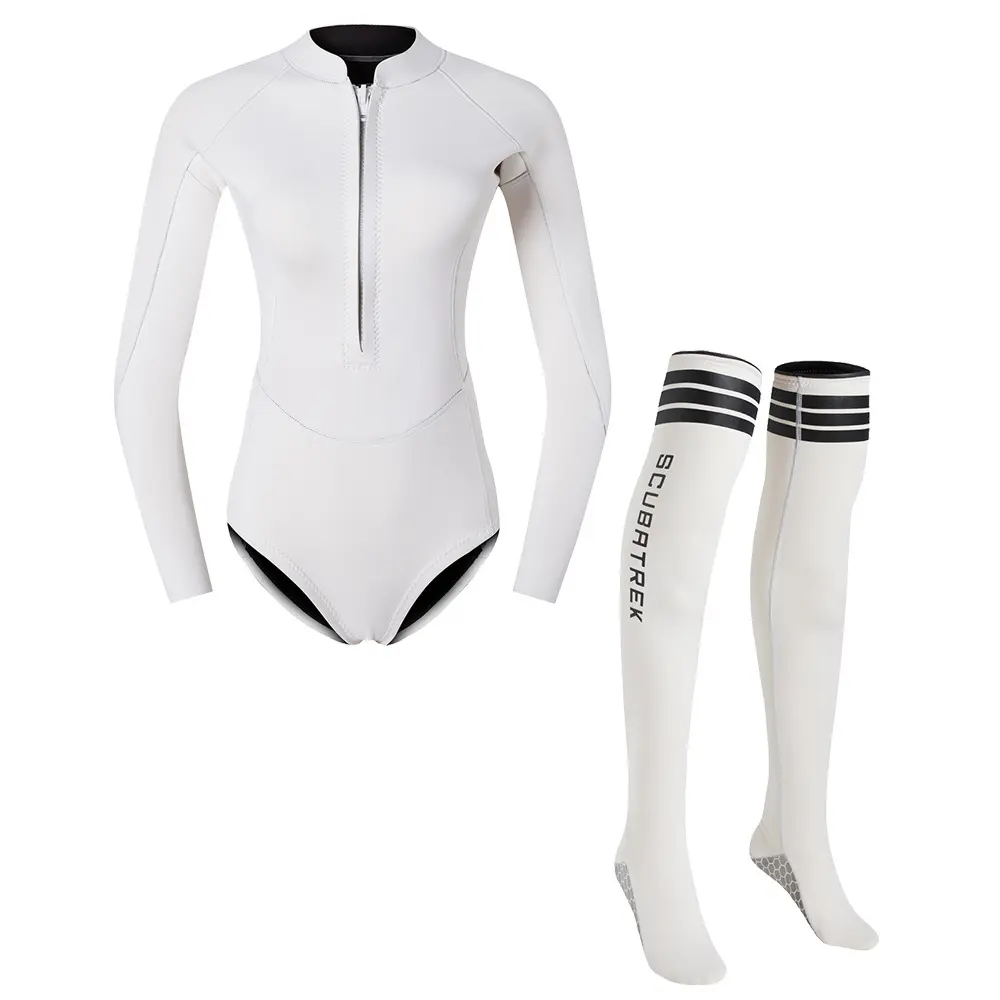 One-piece wetsuit long-sleeved full body sunscreen swimsuit fit outdoorfun woman