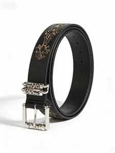 YU Fashionable Belt - Individual Style Cross-Shaped Punk Design Button Fastening Unisex Casual Wear for Men & Women