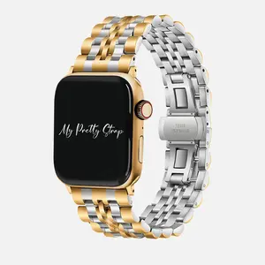 My Pretty Strap – Compatible Apple Watch Band – Stainless Steel iWatch Strap for Women – Series 1–11, SE & Ultra (38MM / 40MM / 41MM / 42MM / 44MM / 45MM / 49MM) – Gold, Silver – Holy Chic