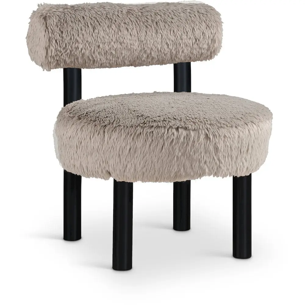 Ambre Beige Vegan Shearling Fabric Upholstered Accent Chair