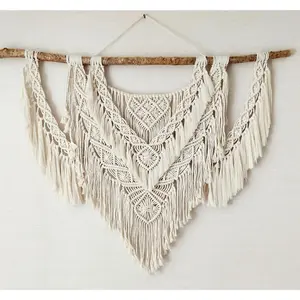 QLBUJ Large Macrame Wall Hanging Natural Driftwood Macrame Tapestry Above Headboard Boho Home Decor for Bedroom Living Room Apartment Wedding Party,36" W X 28" L