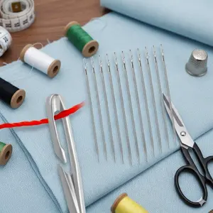 Blind Stitch Sewing Needle Set, Professional No-Thread Hole Hand Sewing Kit, Sewing Supplies Stainless Steel Durable Slip-Resistant Needles for Mending Clothes, Invisible Stitching, Home Tailoring, and Craft Repair, Sewing Tools